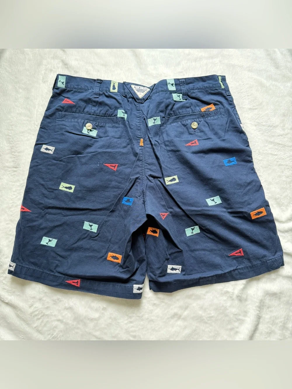 Columbia PFG Embroiled Fishing Print Shorts Blue